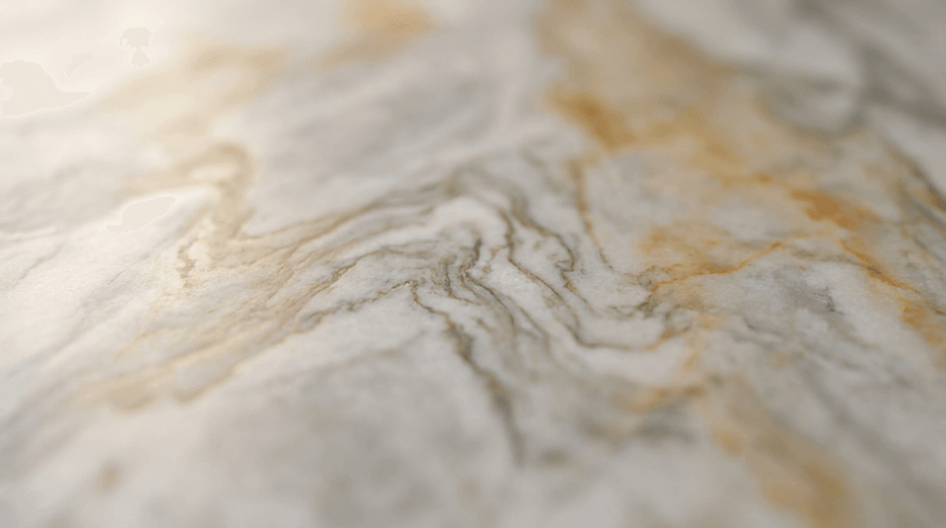 Close-up of hand-chosen marble slab showing natural veining and texture